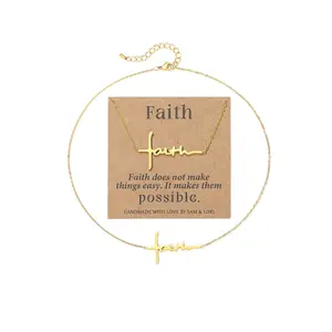 SAM & LORI Easter Basket Stuffers Faith Cross Necklace for Women-Adjustable-Waterproof-Spiritual Jewelry for Daily-wear/Gifts for Her Black Friday Christmas Cyber Monday Holiday Gift