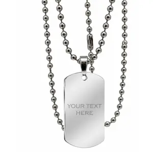 Personalized Stainless Steel Dog tag with bead chain Gift Laser Engraved