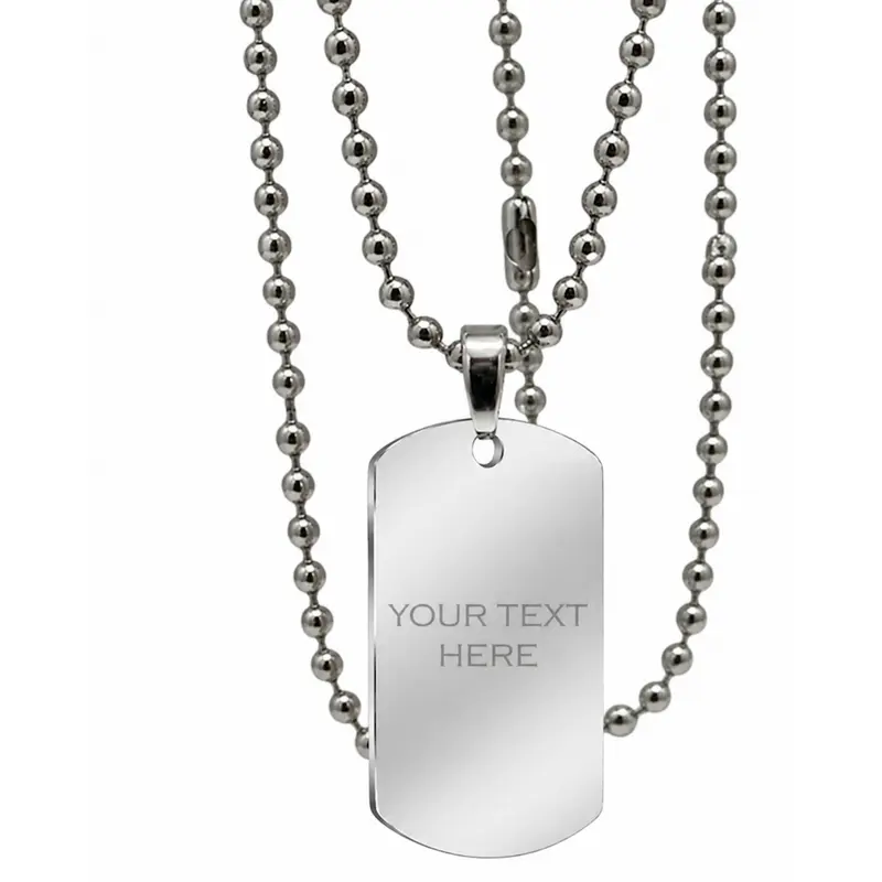 Personalized Stainless Steel Dog tag with bead chain Gift Laser Engraved