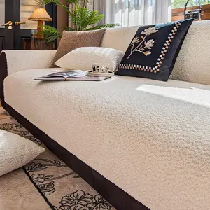 Solid Color Sofa Cover with Non-slip Sticker, Soft Comfortable Sofa Slipcover, Sofa Protector for Home Living Room, Home Decor, Elastic Sofa Slipcover