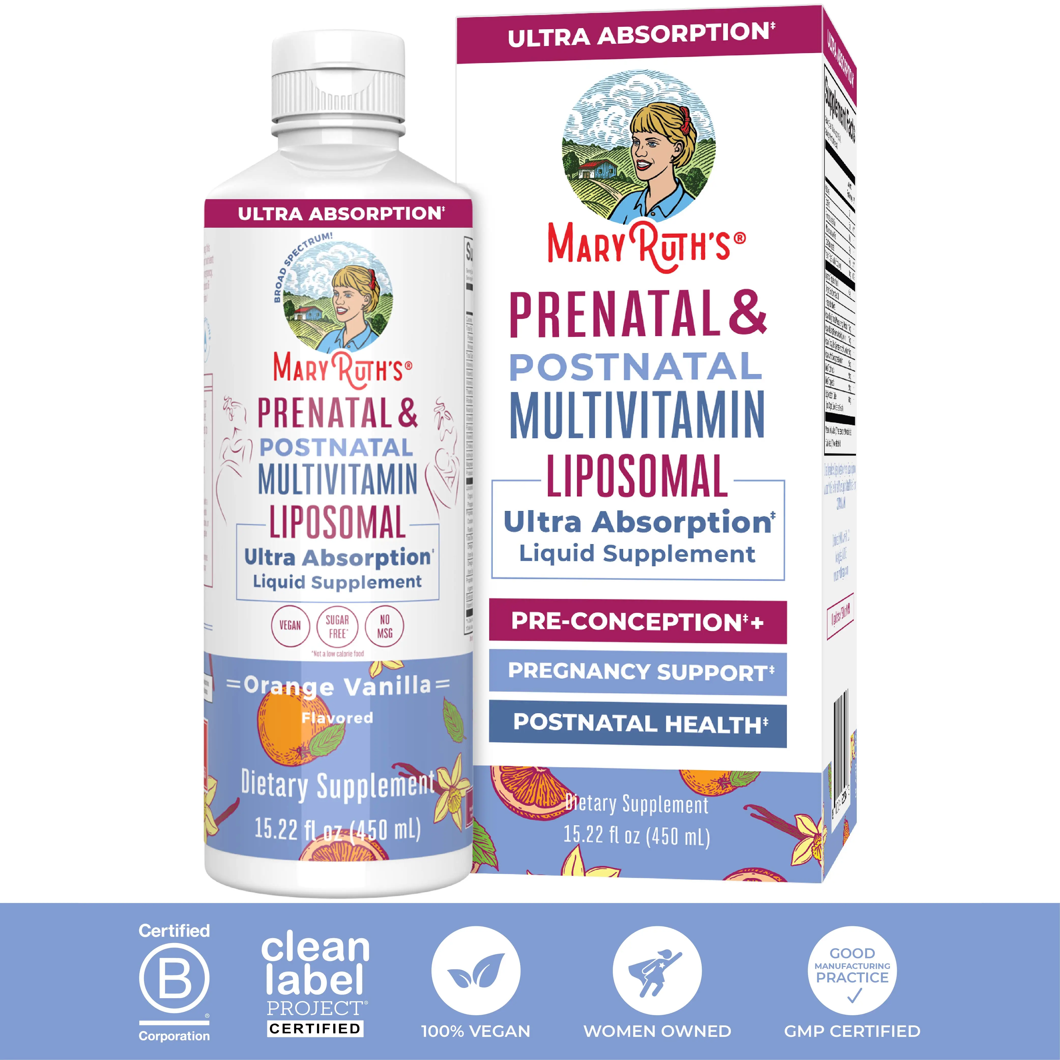 MaryRuth’s Liposomal Prenatal & Postnatal Multivitamin- Formulated for Pre-Conception, Pregnancy & Nursing - Prenatal Vitamins - Vegan - 30 Servings