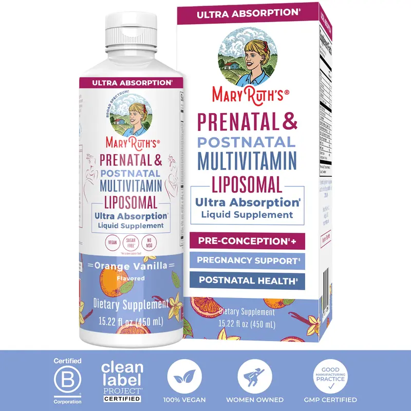 MaryRuth’s Liposomal Prenatal & Postnatal Multivitamin- Formulated for Pre-Conception, Pregnancy & Nursing - Prenatal Vitamins - Vegan - 30 Servings