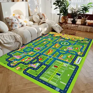  Educational Traffic Rug Playful City Route Carpet for Childrens Living Room Bedroom Interactive Parent Child Activity Floor Mat