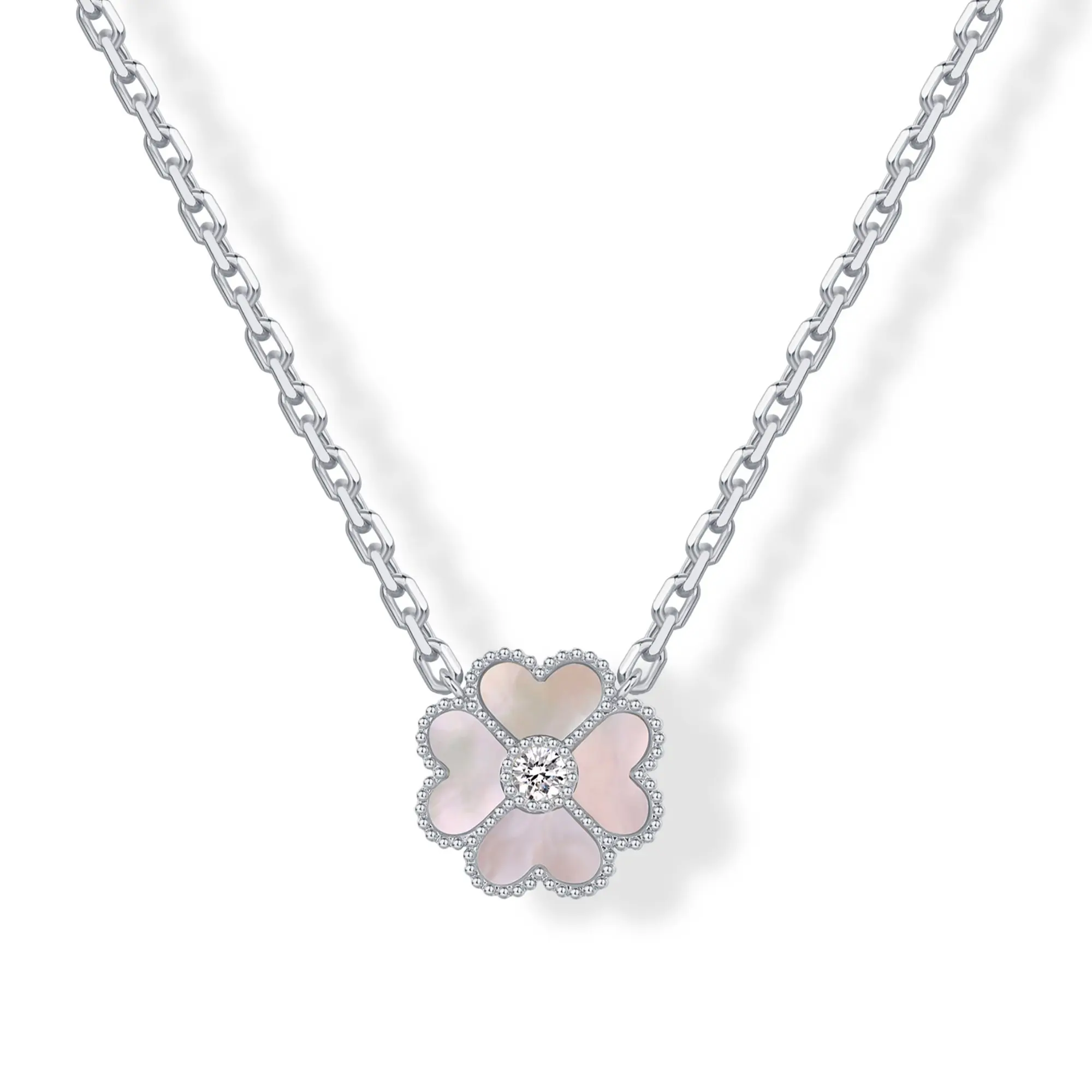 Mother of Pearl Flower - White Gold