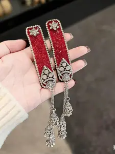 Bohemian Ethnic Style Bell Tassel Hair Clip, New Chinese Mongolian Design with Rhinestone, Options for Dresses and Bohemian Aesthetic