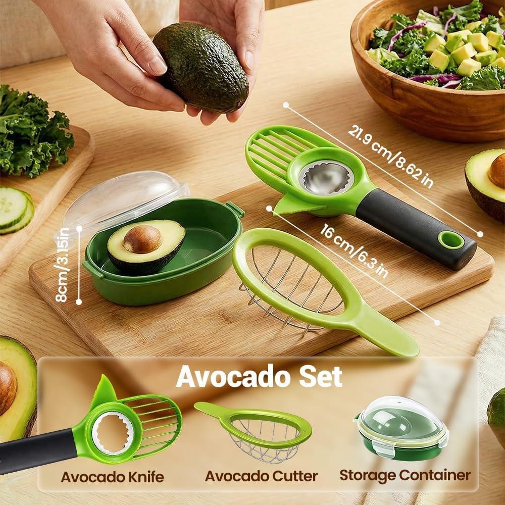 3-in-1 Avocado Tool Split Pit Slice Mess-Free Prep Kitchen Use