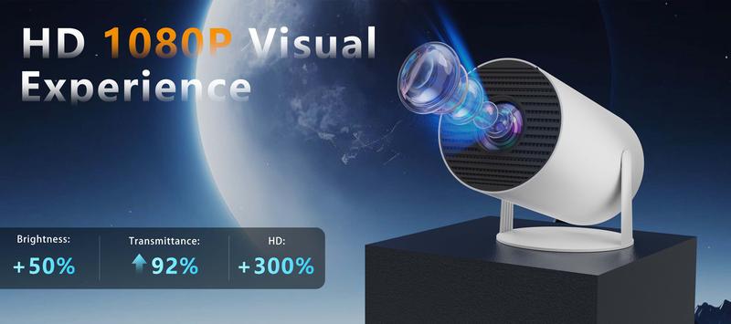 XBJ Mini projector, with Android system built in, equipped with Wifi and Bluetooth functions, supporting keystone correction and 4K decoding, 180-degree rotation, short-throw projector. For home/outdoor use BLACK FRIDAY