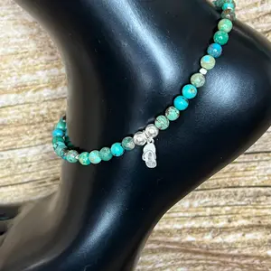 Travel to Africa Turquoise Beaded Anklet with Flip Flop Charm