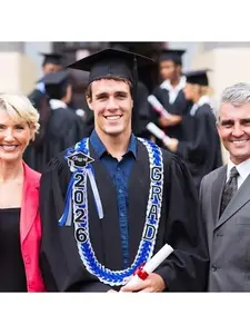 2026 Graduation Leis  Him Her - Hand-Woven Blue Braided Ribbon Lei with GRAD Letters & Cap Charm, Adjustable Graduation Money Lei with Safety Pins  Class of 2026 Graduation Ceremony Party Favors Full Face UV Protection Ski Mask Bunny Knit Hat for Women