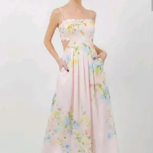 Floral Maxi Dress with Spaghetti Straps and Scalloped Hemline for Women