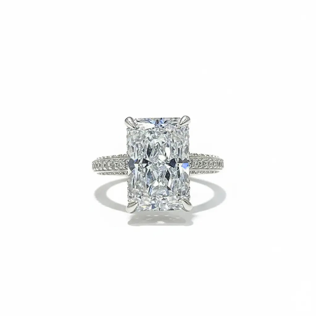 Princess Cut Simulated Diamond Engagement Ring, Dainty Pavé Band Solitaire Ring, Promise Ring for Women