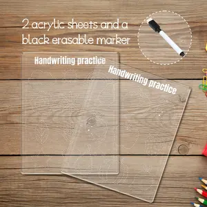 2 pieces acrylic Dry Eraser tracing boards with an erasable pen, erasable letters, tracing boards, reusable boards, alphabet tracing boards, multiplication, cursive writing, writing aids, writing tools, Learning Tool
