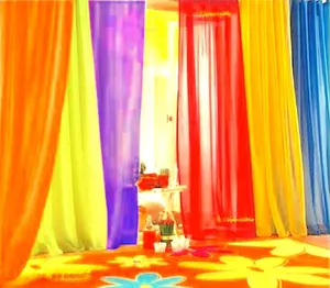 WPM 6 Piece Rainbow Sheer Window Panel Colorful Backdrop Bright Curtains Set for Playroom, Nurseries, Bedroom & more Lime, Orange, Red, Purple, Bright Yellow, Navy drapes- 84 inch Long Panels