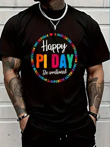 100% Cotton Happy Pi Day Pie Funny Math Teacher Pi Day Lover T-Shirt Women's Men's Graphic Tee Crew Neck summer vacation Tops