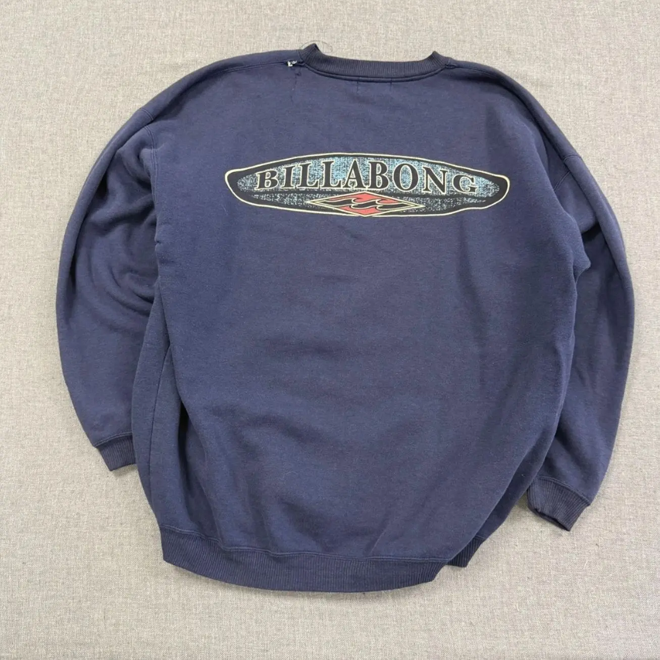 Vintage Billabong Sweatshirt Men’s navy Fleece Pullover, Y2K Surf Skate Crewneck, Distressed Retro Beach Streetwear X