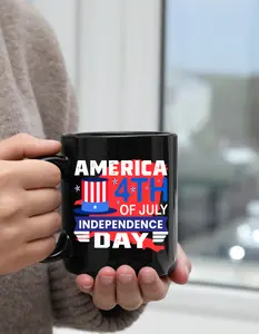 🇺🇸 America – 4th of July / Independence Day - Black Ceramic Coffee Mug (11oz & 15oz)