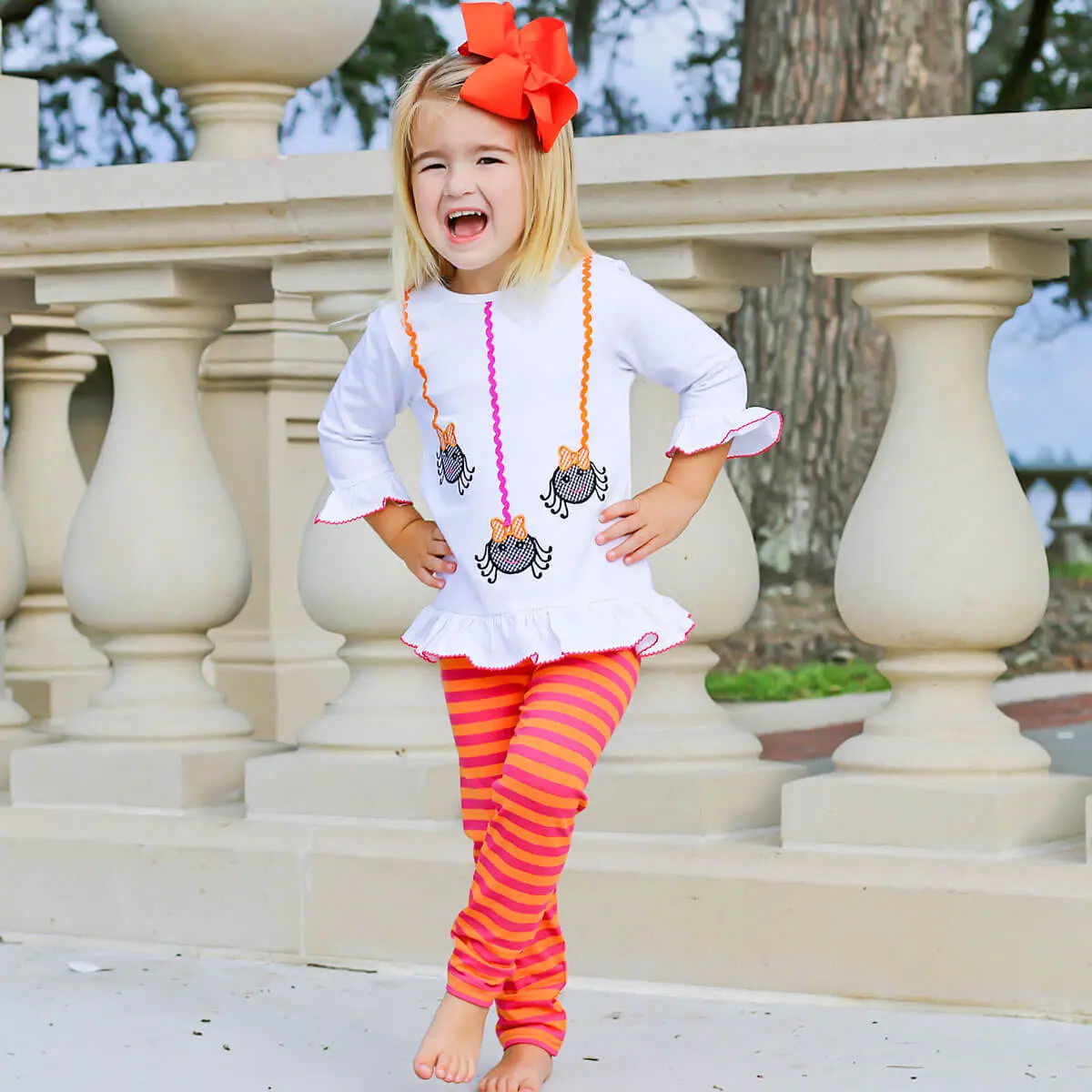 Itsy Bitsy Spider Milly Stripe Legging Set - Girls 2Pc Halloween Outfit