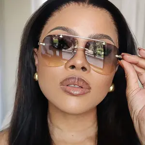 Women Stylish Metal Sunglasses with Ombre Tinted Lens, Modern Retro Casual Fashion Eyewear, Trendy All-match Daily Accessories, Skin-friendly Comfort Lightweight Shades, Great for Daily Life Outdoor Travel Beach Leisure Dating Casual Street Outfits outdoo