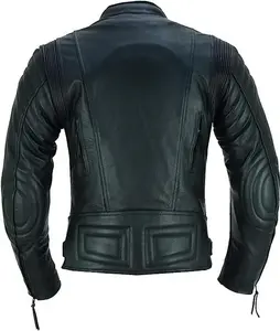 INTAN Motorcycle Leather Jacket With High Protection Ce Armoured Safety Leather Jacket For Men CJ-008 (2XL)