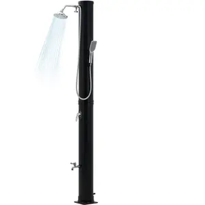 9.3/10 Gallon Solar Heated Outdoor Shower, 2-Section Freestanding Pool Shower with Shower Head & Foot Tap & Handheld Sprayer | Hot & Cold Water Adjustment | Beach Garden Spa Shower with Protective Cover