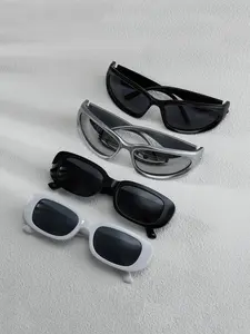 Men's Vintage Cat Eye Rectangle Frame Sunglasses, Trendy Casual Sun Protection Sunglasses for Everyday Use, Fashion Accessories for Outdoor Activities