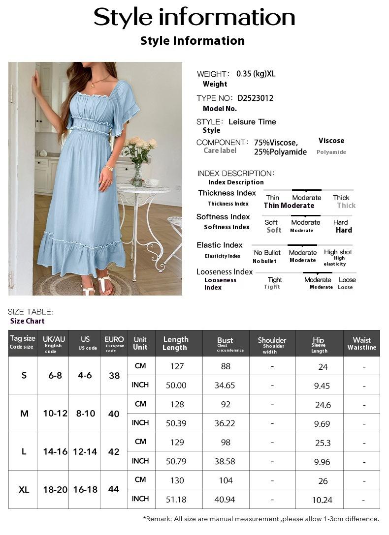 European And American Leisure Vacation Style Stringy Selvedge Short Sleeve Dress