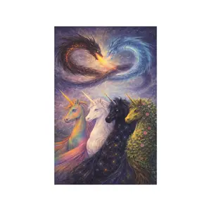Four Element Unicorns Poster | Matte Vertical Horizontal Fantasy Wall Art