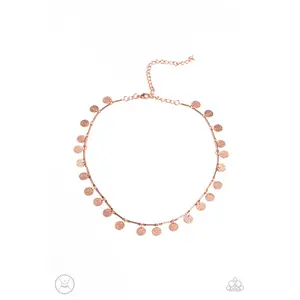 Adjustable Musically Minimalist Shimmering Copper Choker Necklace 2231 with Matching Earrings