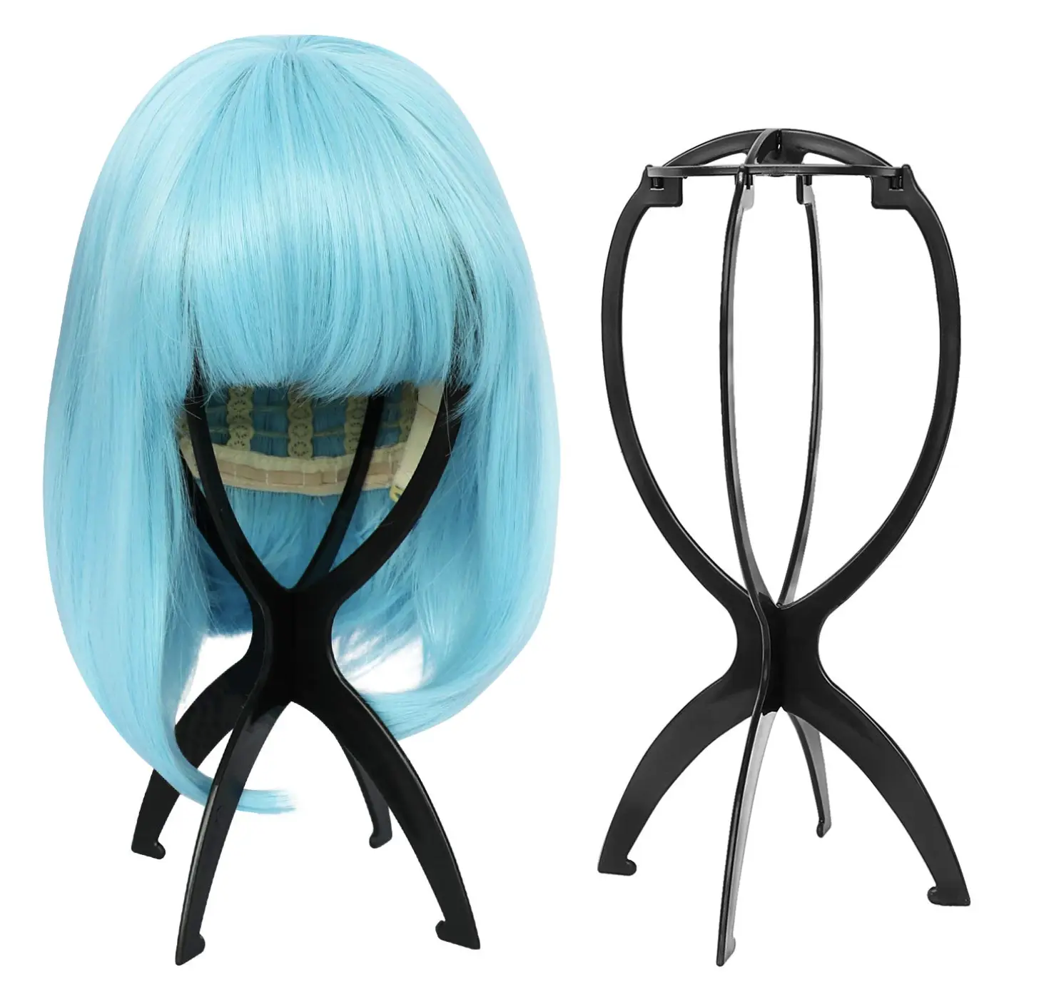 Wig Stand Portable Collapsible Holder Durable Wig Display Travel Stand for All Wigs, Wig Holder for Hair Wash Day