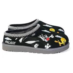 UGG Tasman Slipper Palace x Looney Tunes Black Authentic Mens Sneaker 1181910-BLK Original Grey Comfortable Cozy Warm Fuzzy Slip-On Cartoon Shoe, Footwear, Slipper Shoes, Slide, Indoor Slippers