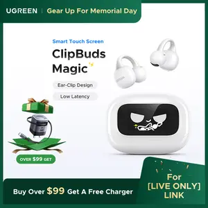 【LIVE ONLY】UGREEN S6 Magic Clip-on Design Wireless Earphones, Built-in Mic High-quality Sound Earbuds, with LCD Screen Display, 30H Long Playtime Touch Headphones-TikTokShopBlackFriday ,TikTokShopHolidayHaul outdoorfun