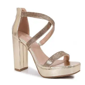 HEATHER GOLD Platform Chunky Heel Sandal
