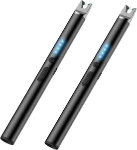 2 Packs Electric Candle Lighters, Windproof Flameless USB Rechargeable Plasma Arc Long Lighter for Grill Firework Kitchen.Gifts for Women Mom Men Wife Sister. TOPKAY