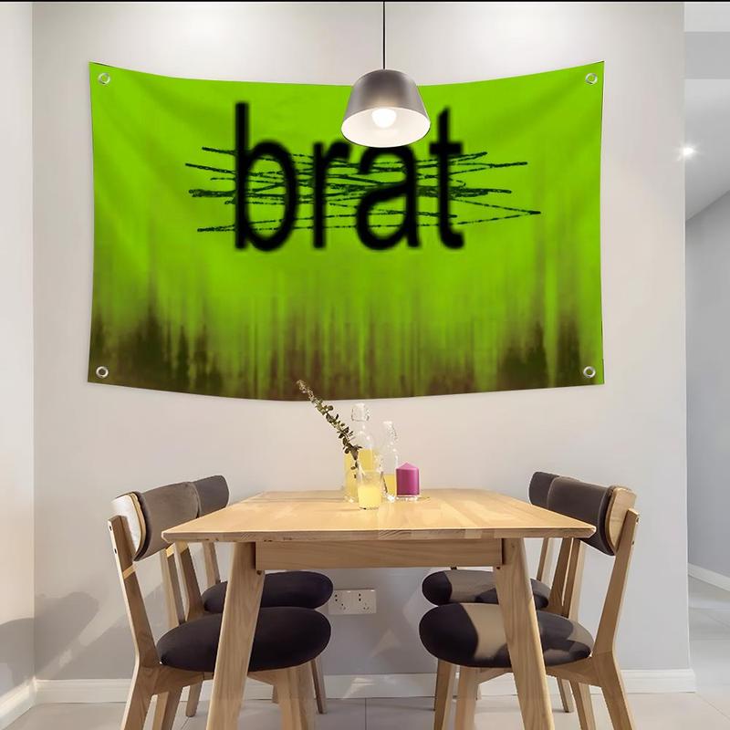 PIKPAKA Brat Album Charli XCXS Flags Instant Party Atmosphere Microfiber Festival Banner | Indoor Outdoor Hanging Decor | Perfect For Bedroom Living Room Bar Garden Party Party Decorations Banners