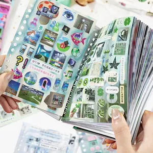 Cute Time Shaping Cut Film Coil Sticker Book Decal Sticker 30 Sheets Per Book, 2 Designs, Perfect for Scrapbooking and Craft Projects, Sticker Album