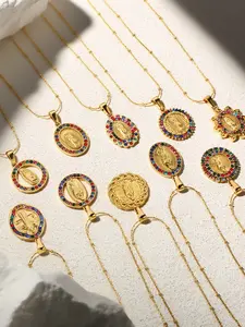 Creative Stainless Steel Oval Virgin Mary Pendant Necklace, Luxurious High-End Feel, Elegant Jewelry for Women, Perfect Gift Idea