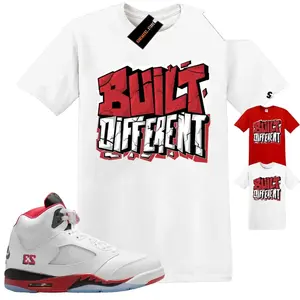 Shirt Match AJ 5 OG Fire Red 2025 Sneaker Matching Tee Built Different T-Shirt