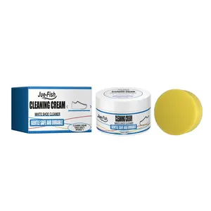White Shoe Cleaner Cream with Sponge, Sneaker Cleaner, Shoe Stain Remover for Leather and Canvas Shoes, 100g