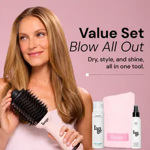 L'ANGE HAIR - Blow All Out Value Set - Le Volume 2-in-1 Titanium Brush Dryer, Hair Wrap Towel Gentle Microfiber, Glass Hair Thermal Blowout Primer, Réplenish Conditioning Spray, Storage, Multifunctional Hair Dryer, Smooth, Salon