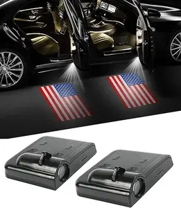 2Pcs Car Door Lights,Door Lights Logo Projector,Car Accessories HD Car Welcome Light,Door Sill Lights Wireless LED Door Paste Courtesy Light,Car Door Lights Logo (Fire Skull)