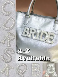 26 English Letters Pearl Rhinestone Patches For Clothes A-Z Alphabet Pearl Rhinestones Applique Sew On/Glue On Patches DIY Name Personalized