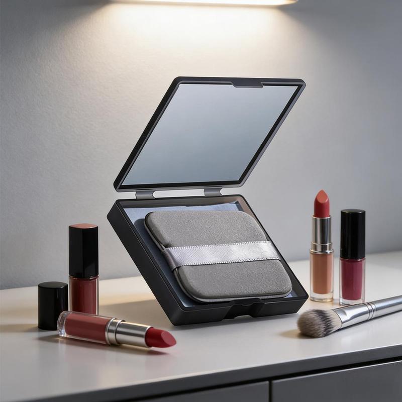 Portable Oil Absorbing Face Paper with Mirror & Puff, 500pcs/set Oil Control Face Paper, Makeup Blotting Paper for Oily Skin, Facial Makeup Tool