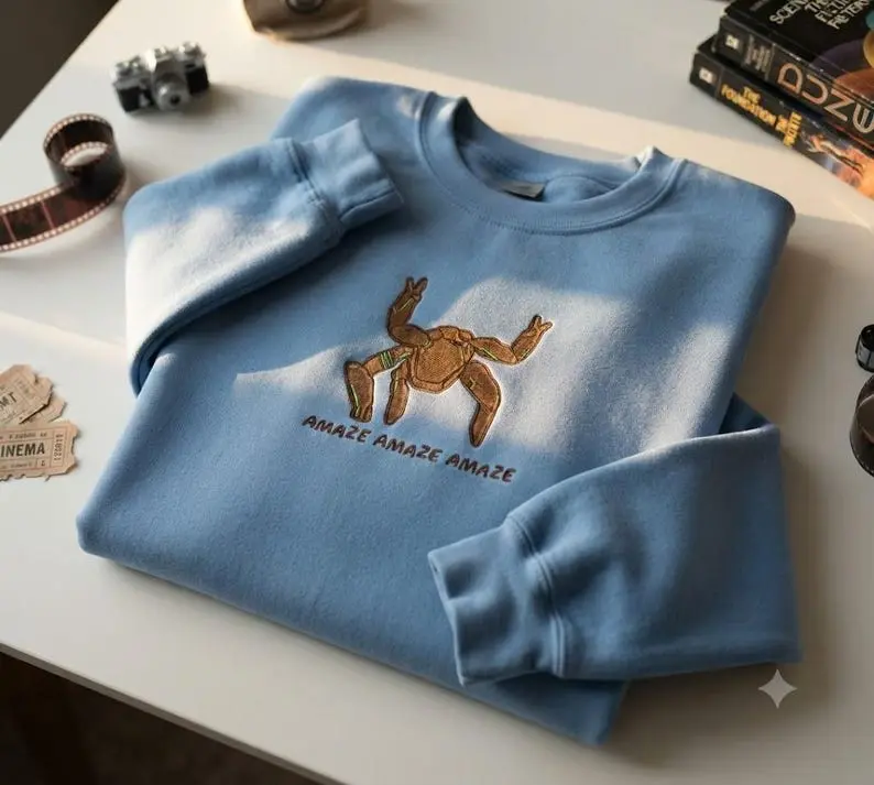Funny Embroidered Creature Sweatshirt, Sci-Fi Inspired Crewneck, Cozy Graphic Pullover, Fantasy Unisex Sweatshirt, Unique Gift