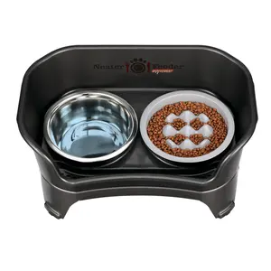 Neater Feeder Express MESS-PROOF Pet Bowls with Niner Slow Feed Bowl for Medium to Large Dogs - BPA-Free, Elevates Feeder for Better Digestion