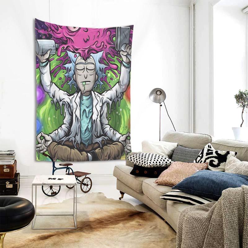 Cartoon Rick and Morty room dormitory decoration wall hanging tapestry living room bedroom wall art 40x60 inches