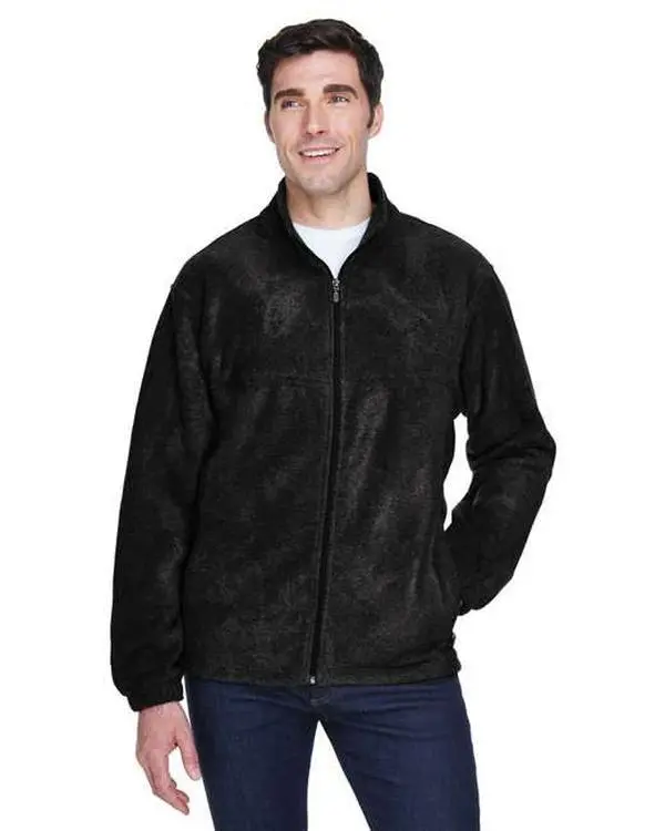 Harriton M990 Men's 8 oz. Full-Zip Seamless Plain Polyester Fleece Short-Sleeve Outerwear Jacket - Menswear Tops, Soft Durable Stylish, Zippered Pockets, Elastic Hem, Drawstring, Fitted, All Season, Basic Design, Adjustable Bottom Hem, Casual Outdoor Use