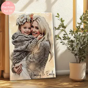 2D Flat, Customized Home Watercolor Canvas Painting, Wrapped Frame, Perfect Gift for Loved Ones and Children, Commemorating Memories, Perfect Gift for Mother's Day, Thanksgiving, Wedding Anniversary and Other Holidays, Wall Decor Room Decor