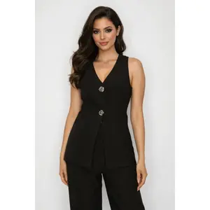 Chic V Neck Tailored Vest