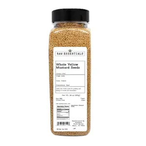 Raw Essentials Whole Indian Yellow Mustard Seeds – Zesty, Nutty Flavor for Pickling, Homemade Mustard, Curries & Marinades – Non GMO, Gluten Free, Vegan, Paleo – 24 oz