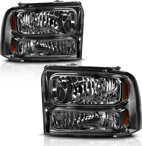 YITAMOTOR Headlight Assembly Compatible with 2005-2007 Ford F250 F350 F450 F550 Super Duty, 2005 Ford Excursion Headlight Assembly OE Projector Headlamp Smoke Lens